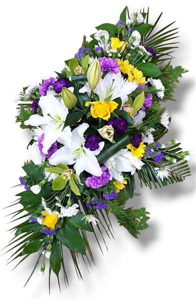 Yellow, White and Purple Spray - Funeral Flowers Kilcolgan